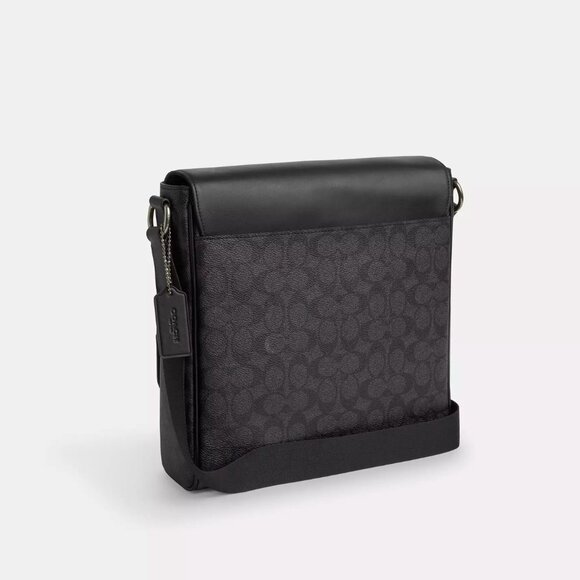 New Coach CZ399 Houston Map Bag in Signature Canvas Charcoal / Black - Picture 3 of 6